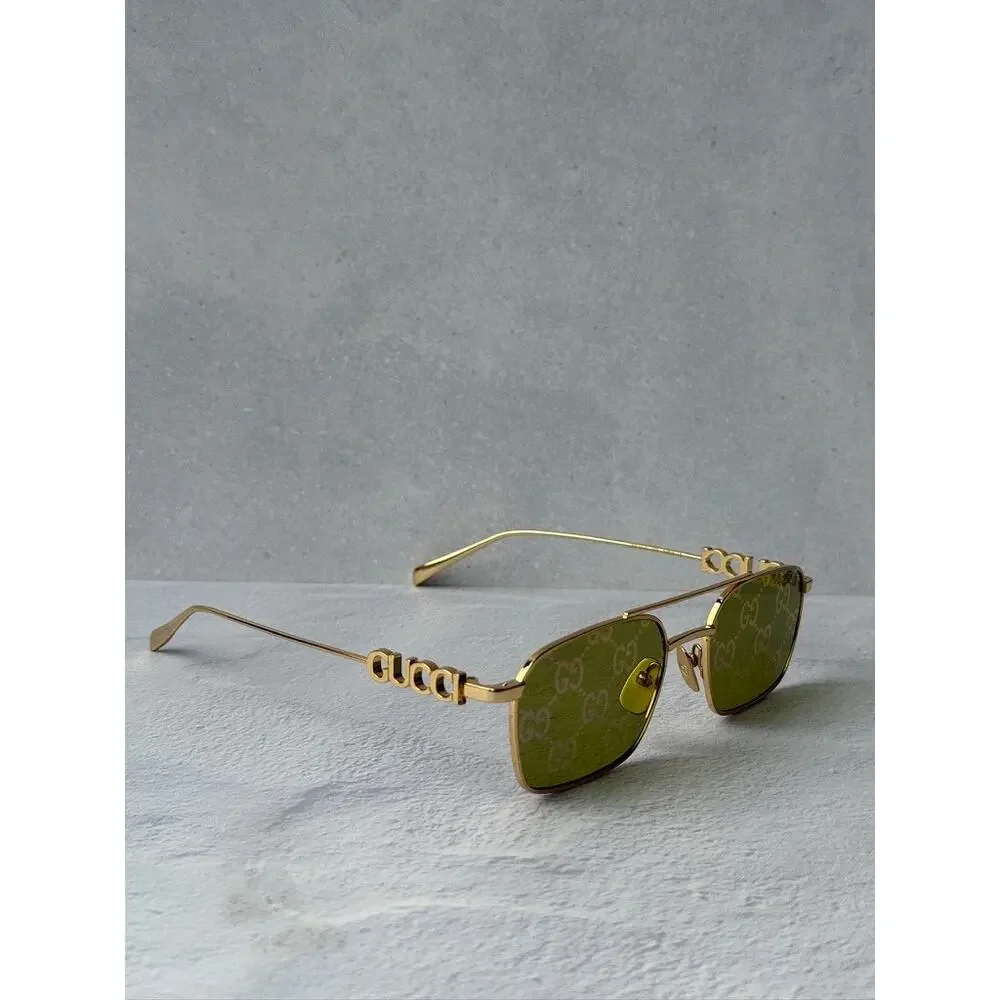NEW Gucci GG1804S Green Mirror Aviator Logo Sunglasses